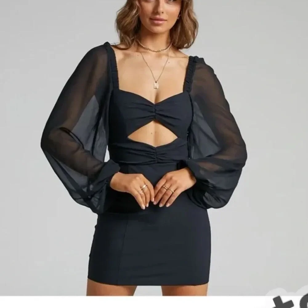 showpo black mini dress Zahra Mini Dress